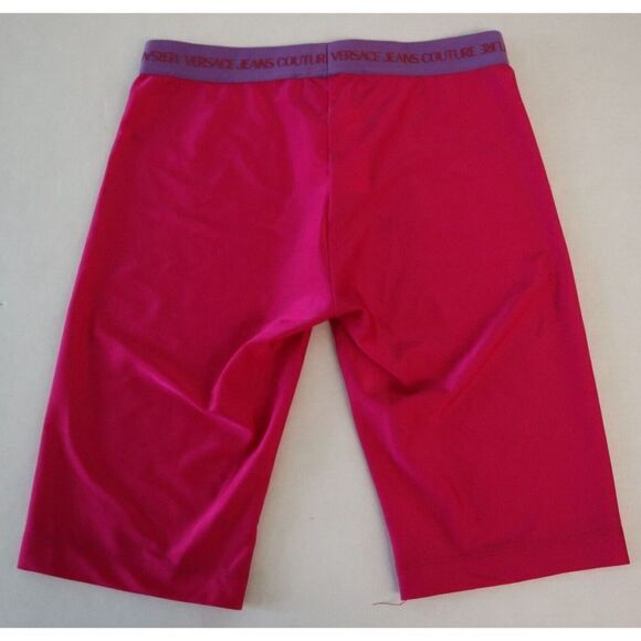 Versace Jeans Couture Women's Sz 40 US 4 Pink Lycra Logo Band Bike Shorts $150 - Picture 2 of 9